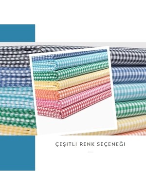 Karokstore 160X170 cm Sarı Küçük Kare Desen Pötikareli Masa Örtüsü, Sofra Bezi, Piknik Örtüsü