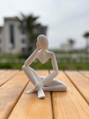 Karokstore Düşünen Soyut Figür Dekoratif Modern Heykel (Büyük - 101 x 77 x 124 Mm)