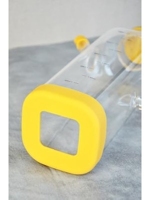 Karokstore 800 ml Bambu Kapaklı Borosilikat Cam Kare Yağlık