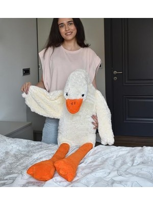 Karokstore Özgüner Oyuncak Pelüş Kaz,kaz,kaz Yastık,hamile Yastığı, Beyaz Doldurulmuş Hayvan, Komik Ördek Peluş Bebek, Sevimli Kaz Peluş Doldurulmuş Hayvanlar Çocuklar Için Hediyeleri (No:2 Krem)