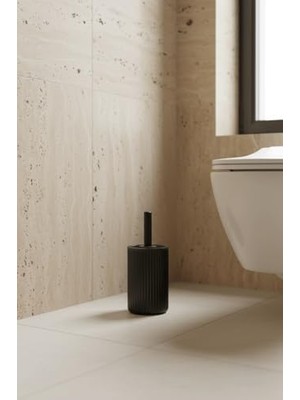 Karokstore Serisi Siyah Akrilik Tuvalet Fırçası – Silindir Standlı, 34CM, Kolay Temizlik - 3371