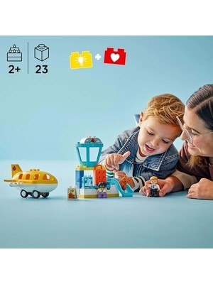 Karokstore Kasabası Ilk Havaalanı Deneyimi 10443 – 2 Yaş ve Üzeri Pilotluğa Ilgili Çocuklar Için Uçak Içeren Hayal Gücü Geliştiren Oyuncak Yapım Seti, Doğum Günü Hediyesi (23 Parça)
