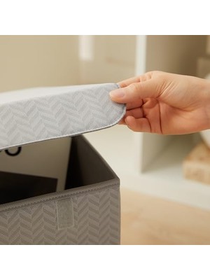 Karokstore 2'li Gri Kapaklı Kutu Set 30 x 30 x 30 cm