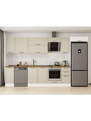 Alvinka 360X222 cm Mbr_c Mdf Mutfak Dolabı Beyaz Kumtaşı MB-E80S40S40-2