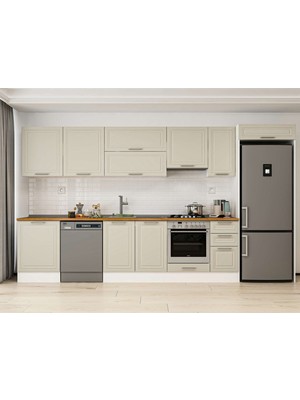 Alvinka 380X222 cm Mbr_c Mdf Mutfak Dolabı Beyaz Kumtaşı MB-E80S60S40-1