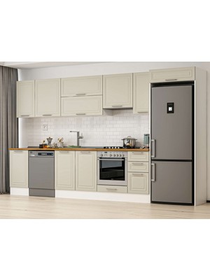 Alvinka 375X222 cm Mbr_c Mutfak Dolabı Beyaz Kumtaşı MB-E90S45S40-1