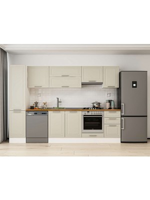 Alvinka 300X210 cm Mbr_c Mutfak Dolabı Beyaz Kumtaşı MB-E90B45S45-1