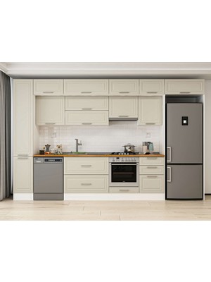 Alvinka 370X240 cm Mbr_c Mdf Mutfak Dolabı Beyaz Kumtaşı MBB-E80B40S50-1