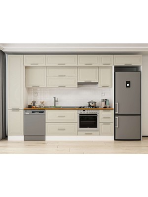 Alvinka 375X240 cm Mbr_c Mdf Mutfak Dolabı Beyaz Kumtaşı MBB-E90B45S40-1