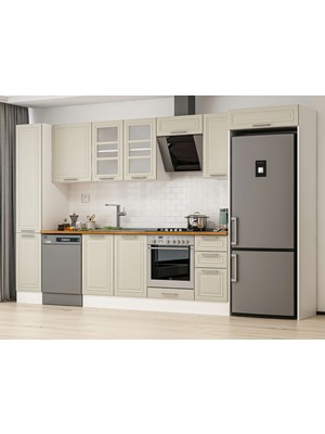 Alvinka 370X222 cm Mbr_c Mdf Mutfak Dolabı Beyaz Kumtaşı MBB-E90B40S40-3