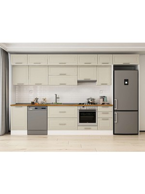 Alvinka 375X240 cm Mbr_c Mdf Mutfak Dolabı Beyaz Kumtaşı MB-E80S50S45-1