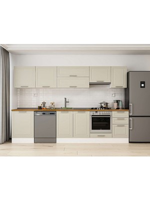 Alvinka 315X210 cm Mbr_c Mdf Mutfak Dolabı Beyaz Kumtaşı M-E90S60S45-1