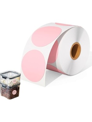 Karokstore Yuvarlak Doğrudan Termal Etiketler, 600 Adet 5cm Çok Amaçlı Rulo Etiket, Pembe Yuvarlak Termal Etiket, Kendinden Yapışkanlı Doğrudan Termal Etiketler, Dıy Logo Tasarımı ve Qr Kod Için