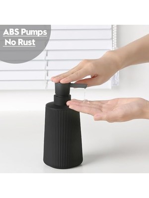 Karokstore Banyo Için Küçük Sabunluk, Siyah Tasarımlı Modern Çiftlik Evi Çizgili Stil Plastik El Sabunu Bulaşık Sabun Dispanseri, Pompalı Mat Siyah, Mutfak Için Sabun Dispanseri