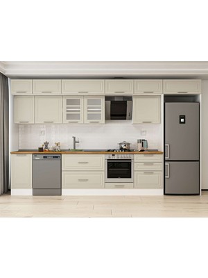 Alvinka 395X240 cm Mbr_c Mdf Mutfak Dolabı Beyaz Kumtaşı MB-E90S45S60-3