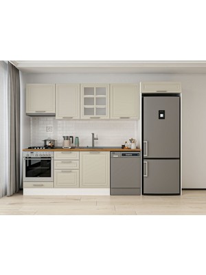 Alvinka 310X220 cm Mbr_c Mdf Mutfak Dolabı Beyaz Kumtaşı