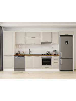Alvinka 380X222 cm Mbr_c Mdf Mutfak Dolabı Beyaz Kumtaşı MBB-E80B60S40-1