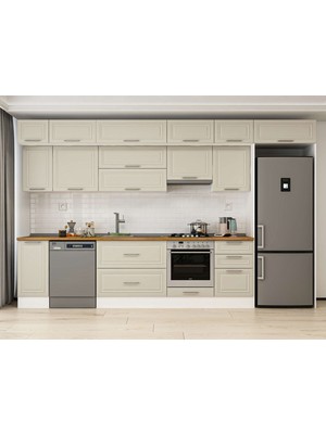 Alvinka 380X240 cm Mbr_c Mdf Mutfak Dolabı Beyaz Kumtaşı MB-E90S40S50-1