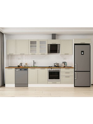 Alvinka 395X222 cm Mbr_c Mdf Mutfak Dolabı Beyaz Kumtaşı MB-E90S45S60-3