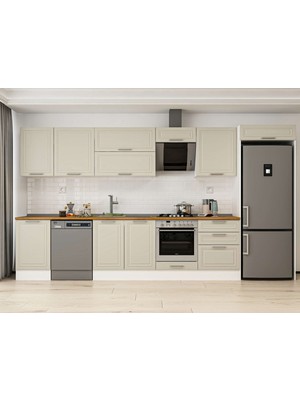 Alvinka 400X222 cm Mbr_c Mdf Mutfak Dolabı Beyaz Kumtaşı MB-E90S50S60-2