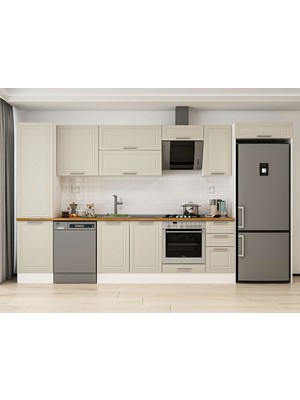 Alvinka 380X222 cm Mbr_c Mdf Mutfak Dolabı Beyaz Kumtaşı MBB-E90B50S40-2
