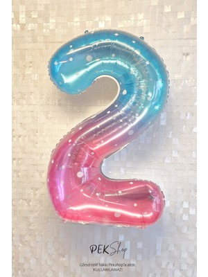 Pekshop Parıltılı Gökkuşağı Rakam Folyo Balon 40INÇ