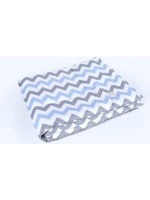 Karokstore Bebek El Yapımı Yorgan Çarşaf ve Yastıklı Üçlü Set (Gri-Mavi)