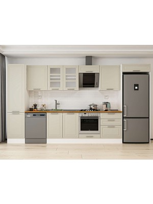 Alvinka 390X222 cm Mbr_c Mutfak Dolabı Beyaz Kumtaşı MBB-E80B50S60-3