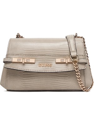 Guess Melinda Mini Dönüştürülebilir Çapraz Askılı Kapaklı Kadın Bej Omuz Çantası HWKL9933780-LTA
