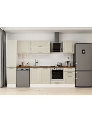 Alvinka 300X210 cm Mbr_c Mdf Mutfak Dolabı Beyaz Kumtaşı MB-E90B40S50-2