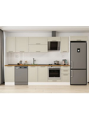 Alvinka 375X222 cm Mbr_c Mdf Mutfak Dolabı Beyaz Kumtaşı MB-E90S45S40-2
