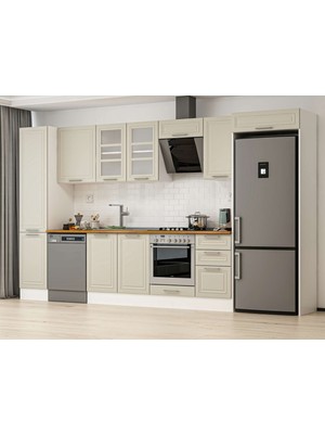 Alvinka 370X222 cm Mbr_c Mdf Mutfak Dolabı Beyaz Kumtaşı MBB-E80B45S45-3