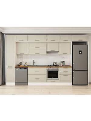 Alvinka 395X240 cm Mbr_c Mdf Mutfak Dolabı Beyaz Kumtaşı MBB-E90B45S60-1
