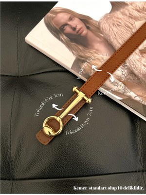 Fiori Tasarım Uzun Tokalı Ince Kadın Kemeri, Ceket Kemeri, Gömlek Kemeri, Elbise Kemeri