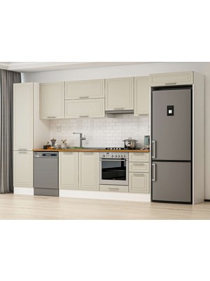 Alvinka 370X222 cm Mbr_c Mutfak Dolabı Beyaz Kumtaşı MBB-E80B50S40-1