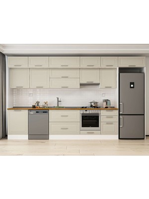 Alvinka 390X240 cm Mbr_c Mutfak Dolabı Beyaz Kumtaşı MB-E80S60S50-1