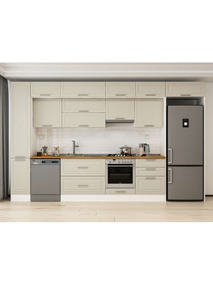 Alvinka 380X240 cm Mbr_c Mdf Mutfak Dolabı Beyaz Kumtaşı MBB-E80B40S60-1