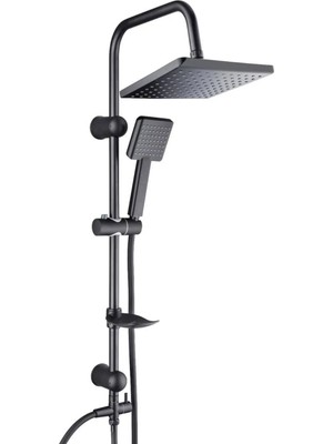 MegaVitrin Tema Rain Plus Tetra Tepe Duş Takımı Seti - Mat Siyah Paslanmaz SS304 Borulu