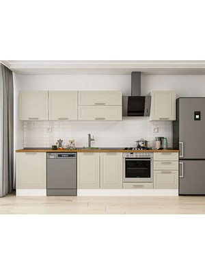 Alvinka 320X210 cm Mbr_c Mdf Mutfak Dolabı Beyaz Kumtaşı M-E90S60S50-2