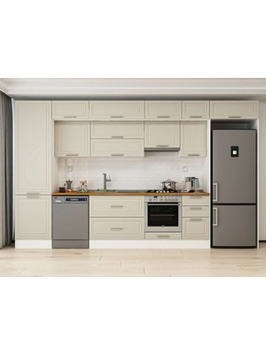 Alvinka 395X240 cm Mbr_c Mutfak Dolabı Beyaz Kumtaşı MBB-E90B60S45-1