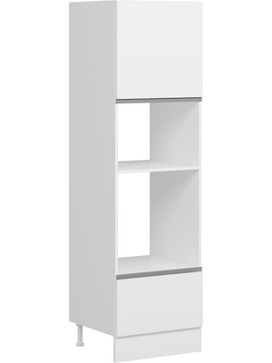 Alvinka Minar Mutfak Modül Duz_j 60-H210CM Boy Ank Dolabı Beyaz Beyaz