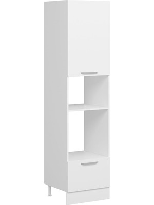 Alvinka Minar Mutfak Modül Mdf Duz 60-H222CM Boy Ank Dolabı Beyaz Beyaz