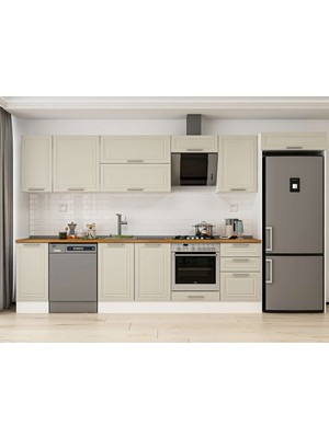 Alvinka 380X222 cm Mbr_c Mdf Mutfak Dolabı Beyaz Kumtaşı MB-E90S40S50-2