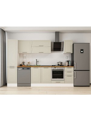 Alvinka 295X210 cm Mbr_c Mdf Mutfak Dolabı Beyaz Kumtaşı MB-E90B45S40-2