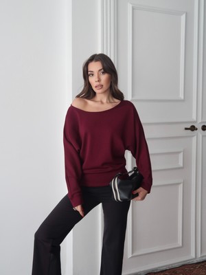 Paw Garage Kadın Riva Modal Kumaş Kayık Yaka Bluz Sweat