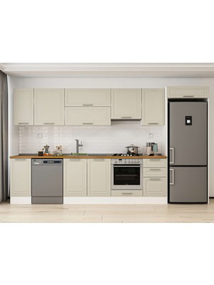Alvinka 375X222 cm Mbr_c Mdf Mutfak Dolabı Beyaz Kumtaşı MB-E90S40S45-1