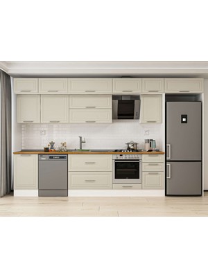 Alvinka 375X240 cm Mbr_c Mdf Mutfak Dolabı Beyaz Kumtaşı MB-E80S50S45-2