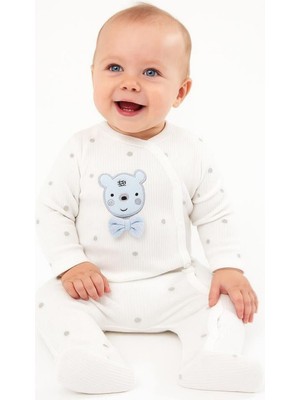 Sebi Bebe Puantiyeli Ayılı Papyonlu Tulum 1138