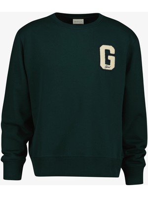 Gant Erkek Yeşil Regular Fit Bisiklet Yaka Logolu Sweatshirt