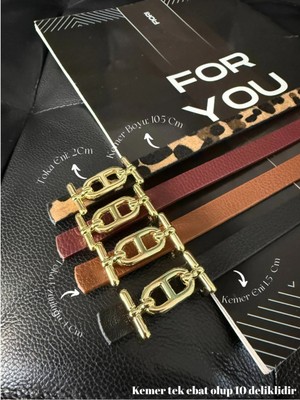 Fiori Gold Tokalı Ince Kemer, Pantolon Kemeri, Gömlek Kemeri, Ceket Kemeri